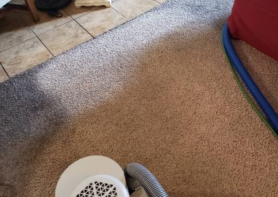 chem-dry tech performing carpet cleaning in salt lake city home