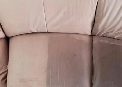 gray couch before and after upholstery cleaning in salt lake city